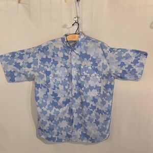 Old Tejas Camo Gulf Blue Field Shirt button Down Shirt Size large